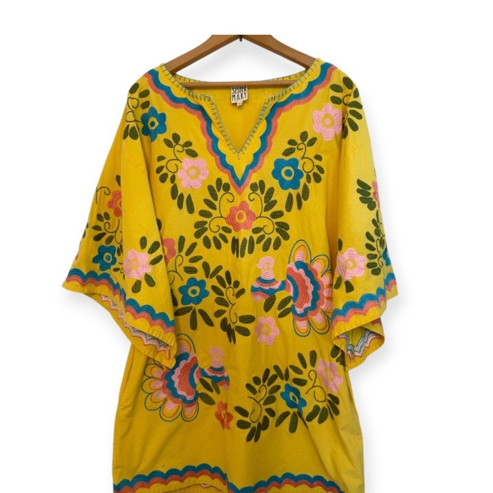 Sister Mary Yellow Floral Embroidered Dress NEW size S